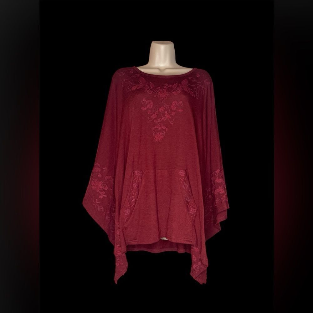 MONORENO embroidered burgundy oversized kimono style